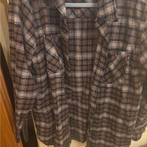 Aritzia TNA Womens Plaid Shirt - Black and Brown